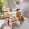 White plush bear keychain, cute pendant, plush toy car bag hanging decoration details Picture